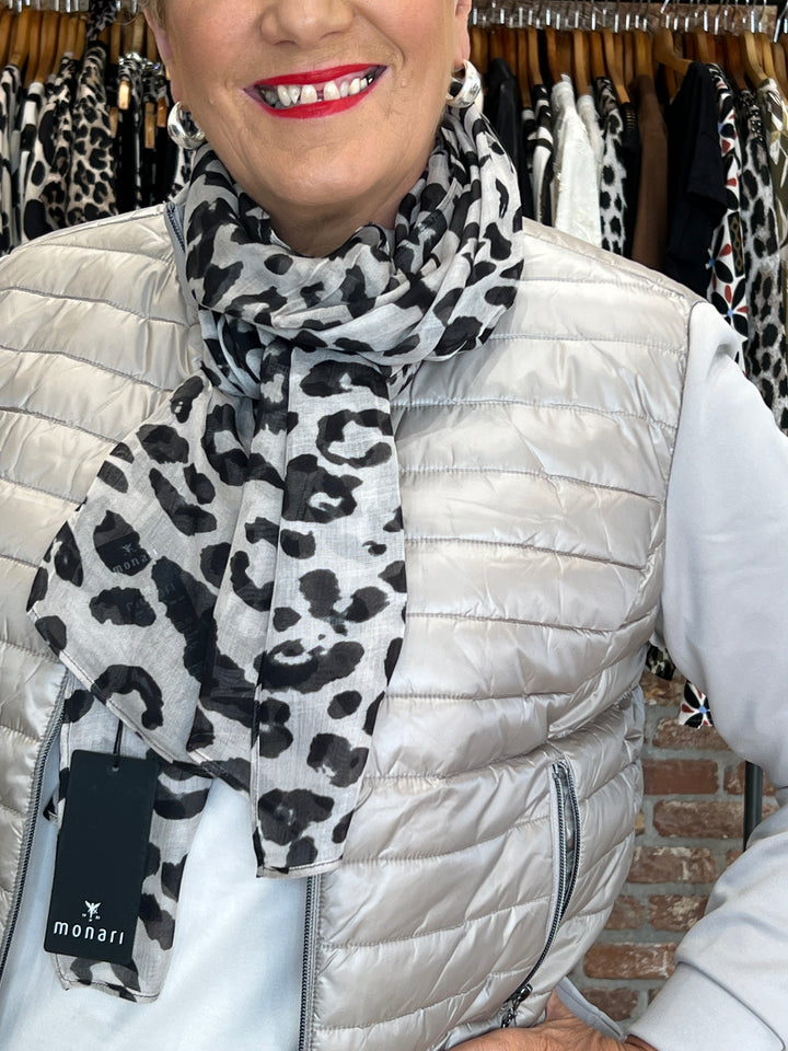 Monari Scarf With Leopard Print In Green Tea