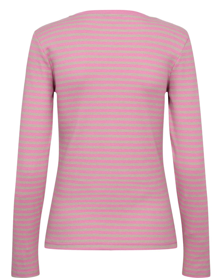 Nümph Numelany Striped Top In Fuchsia Pink