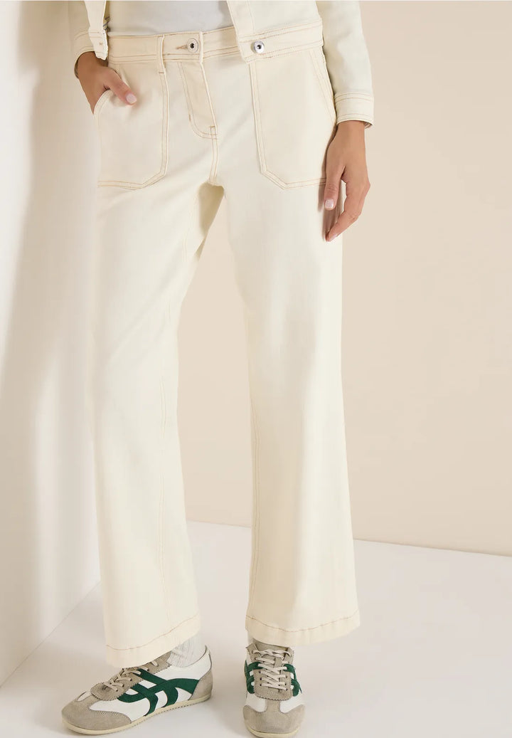 Cecil Neele Patch Pocket Jeans In Pearl Beige