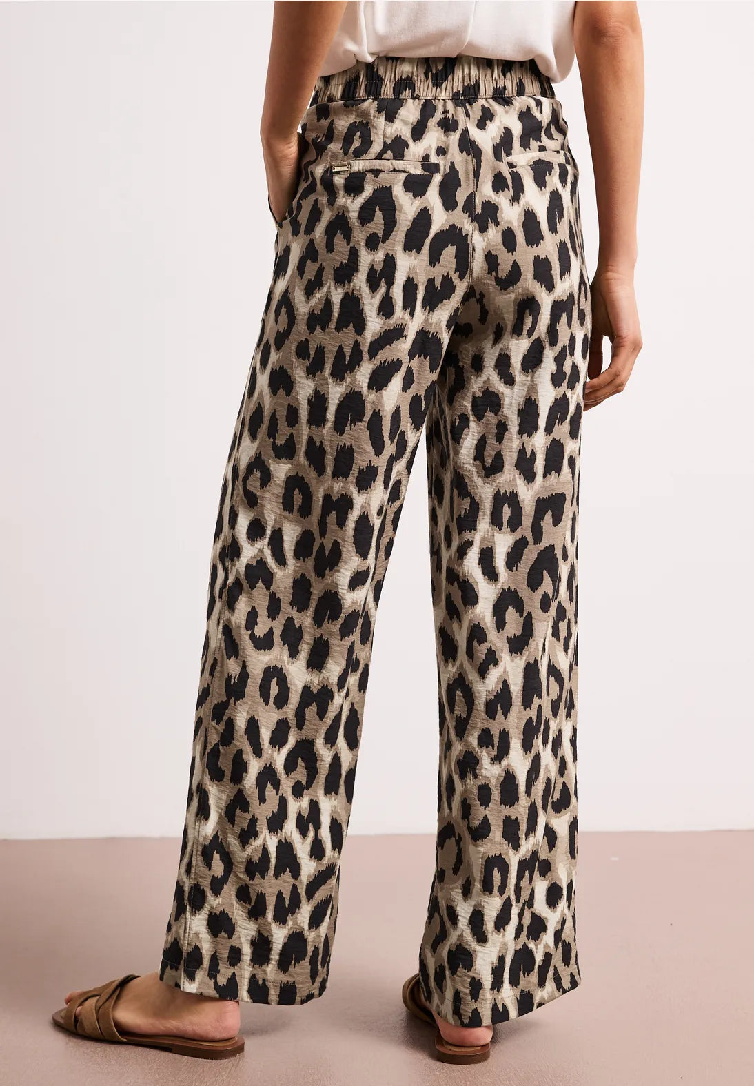 Street One Leopard Trousers In Timeless Beige