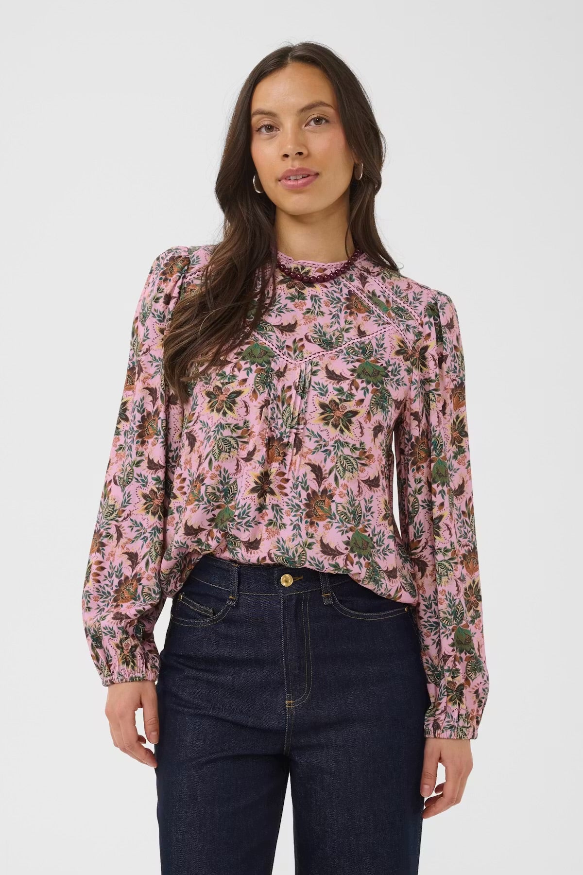 Bloom print blouse in pink multi