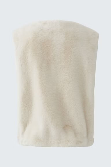 Oui Faux Fur Waistcoat In Whitecap Grey