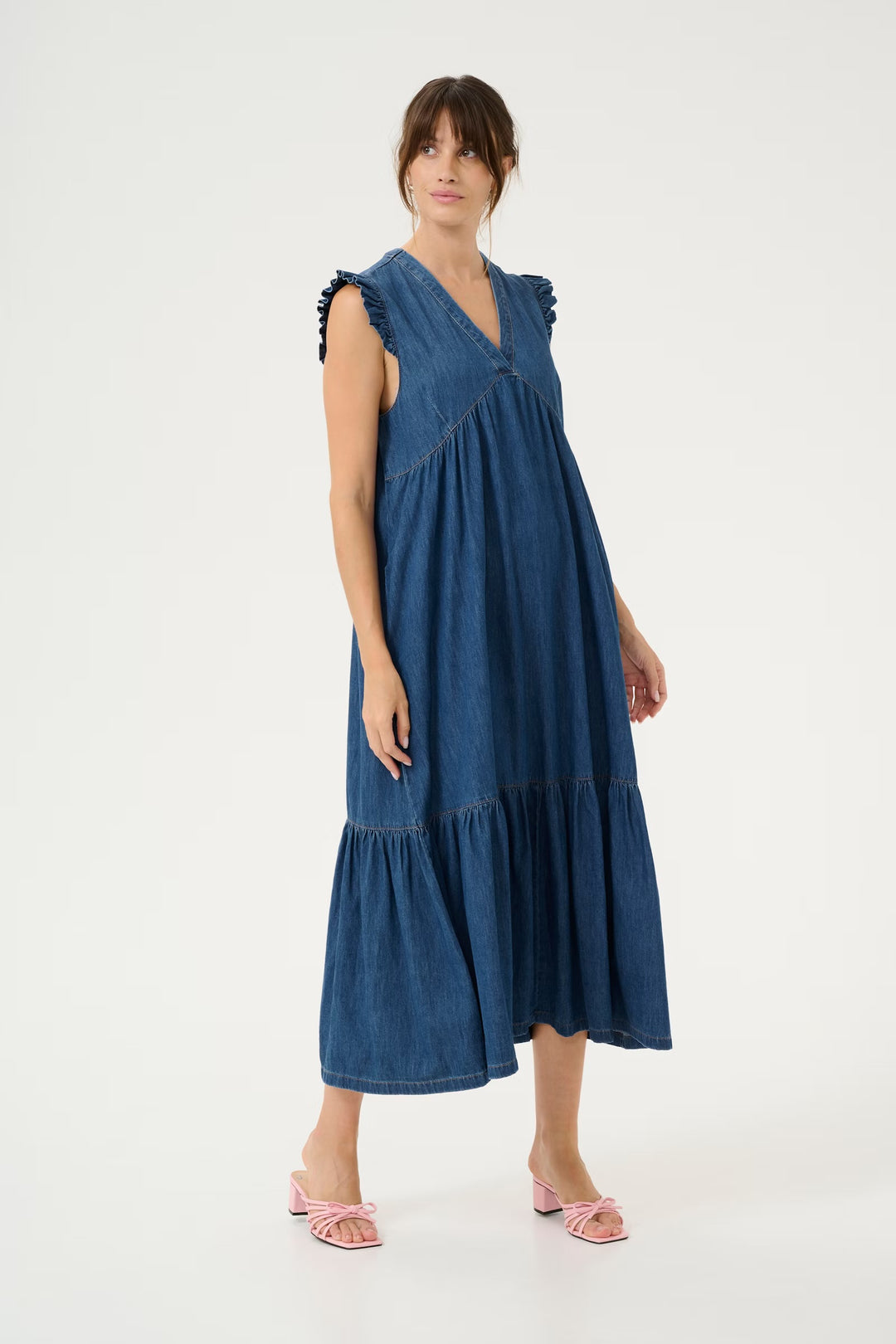 Culture Cuberteline Denim Dress In Dark Blue Wash