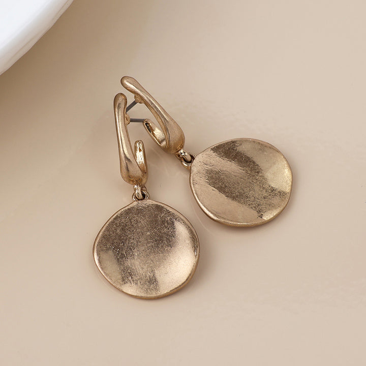 Pom Disc Drop Earrings In gold