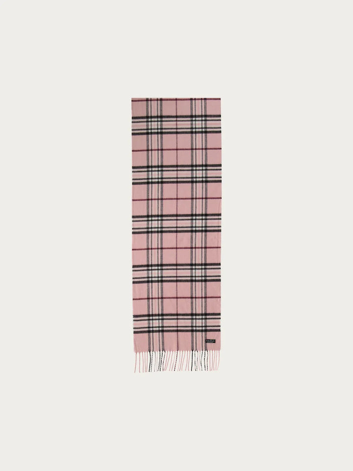 Cashmink Plaid Patterned Scarf In Rose