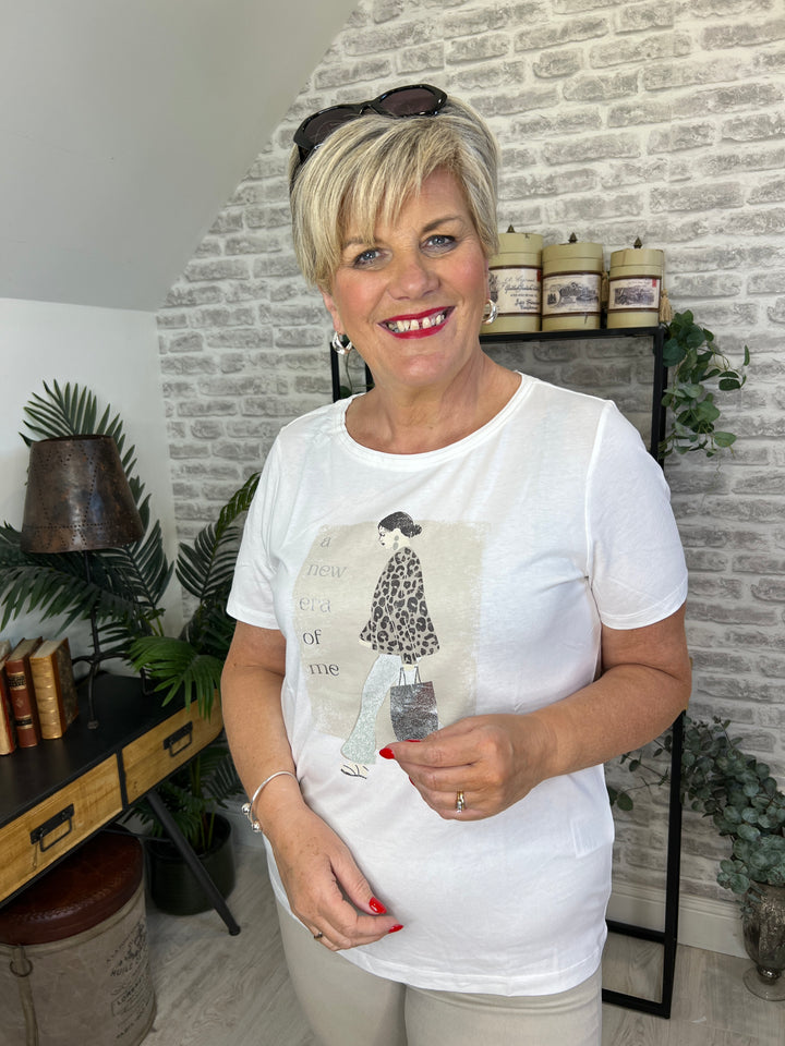 Street One Lady Print t-shirt In off white