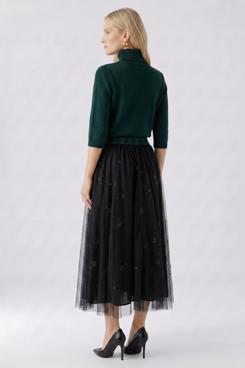 Double layered tulle skirt in black