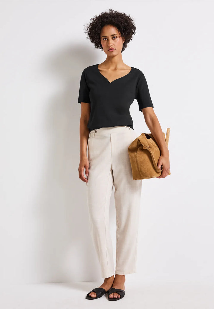 Street One Heart Neckline Top In Black