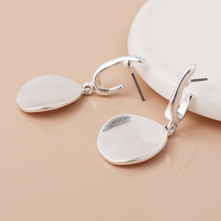 Pom Disc Drop Earrings In Silver