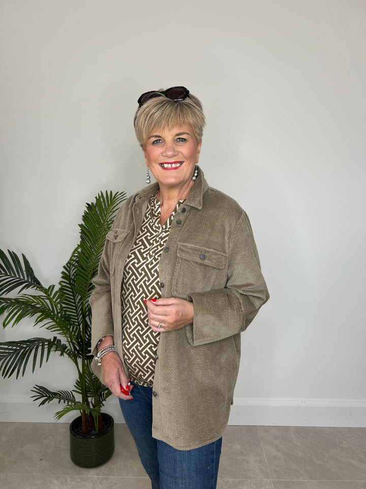 Culture Cubaela Cord Jacket In Timber Wolf