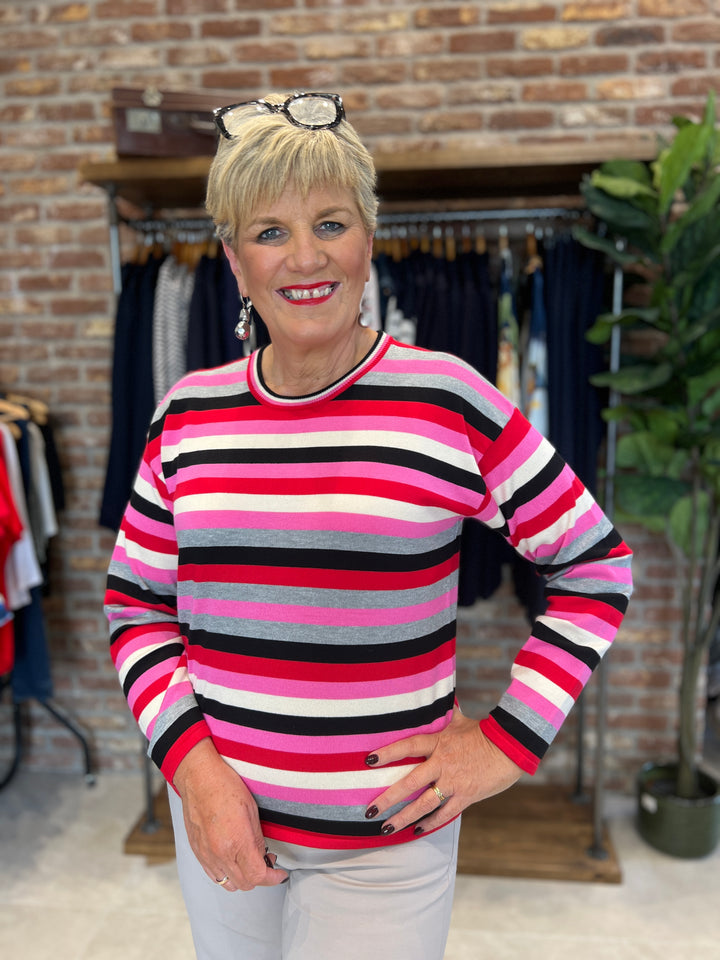 Culture Annemarie Stripe Pullover In Pink multi