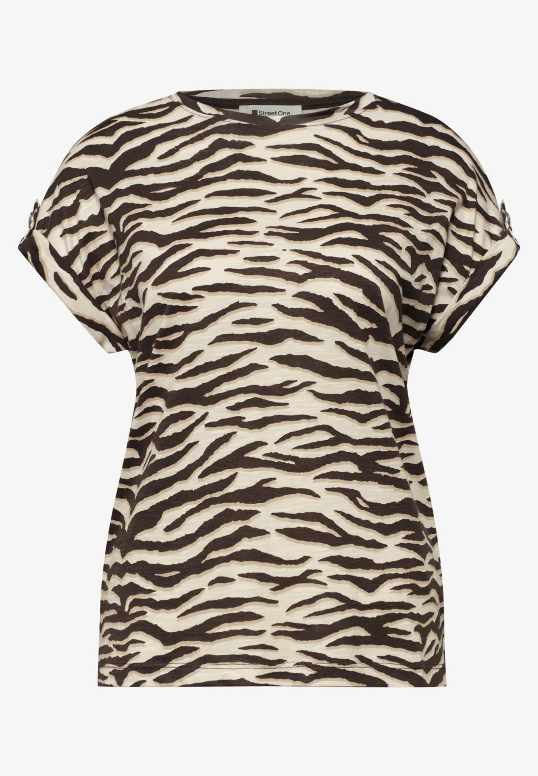 Street One Animal Print T-shirt In Espresso Brown