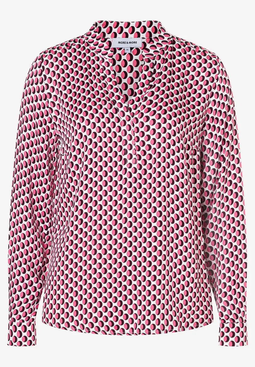 More & More Threetone Print Blouse In Berry