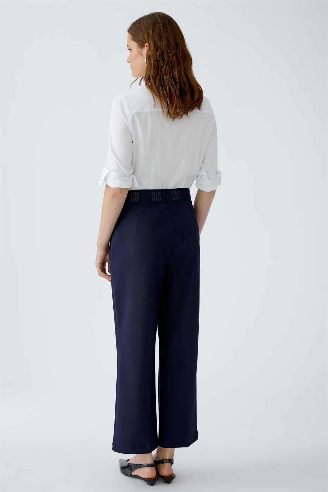 Oui Culotte Trousers In Dark Blue