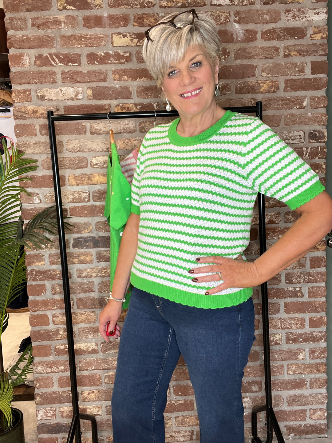 Nümph striped pullover In Green