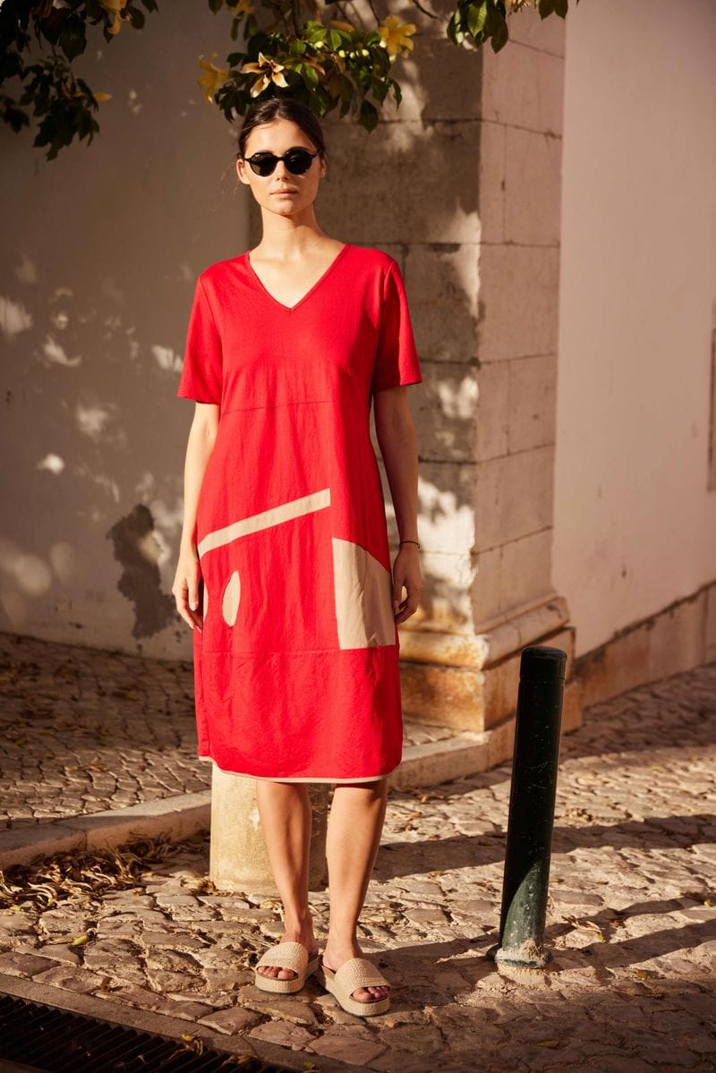 Peruzzi oval cut out Dress In Red