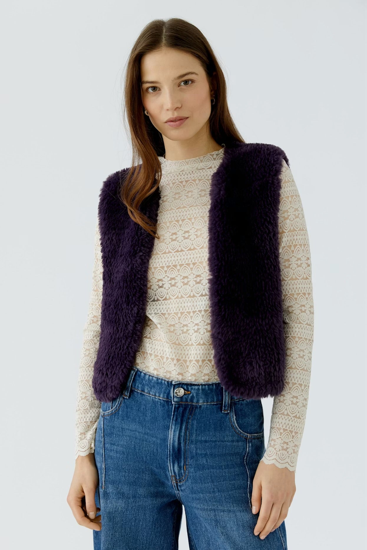 Oui Knitted Waistcoat In Mysterioso