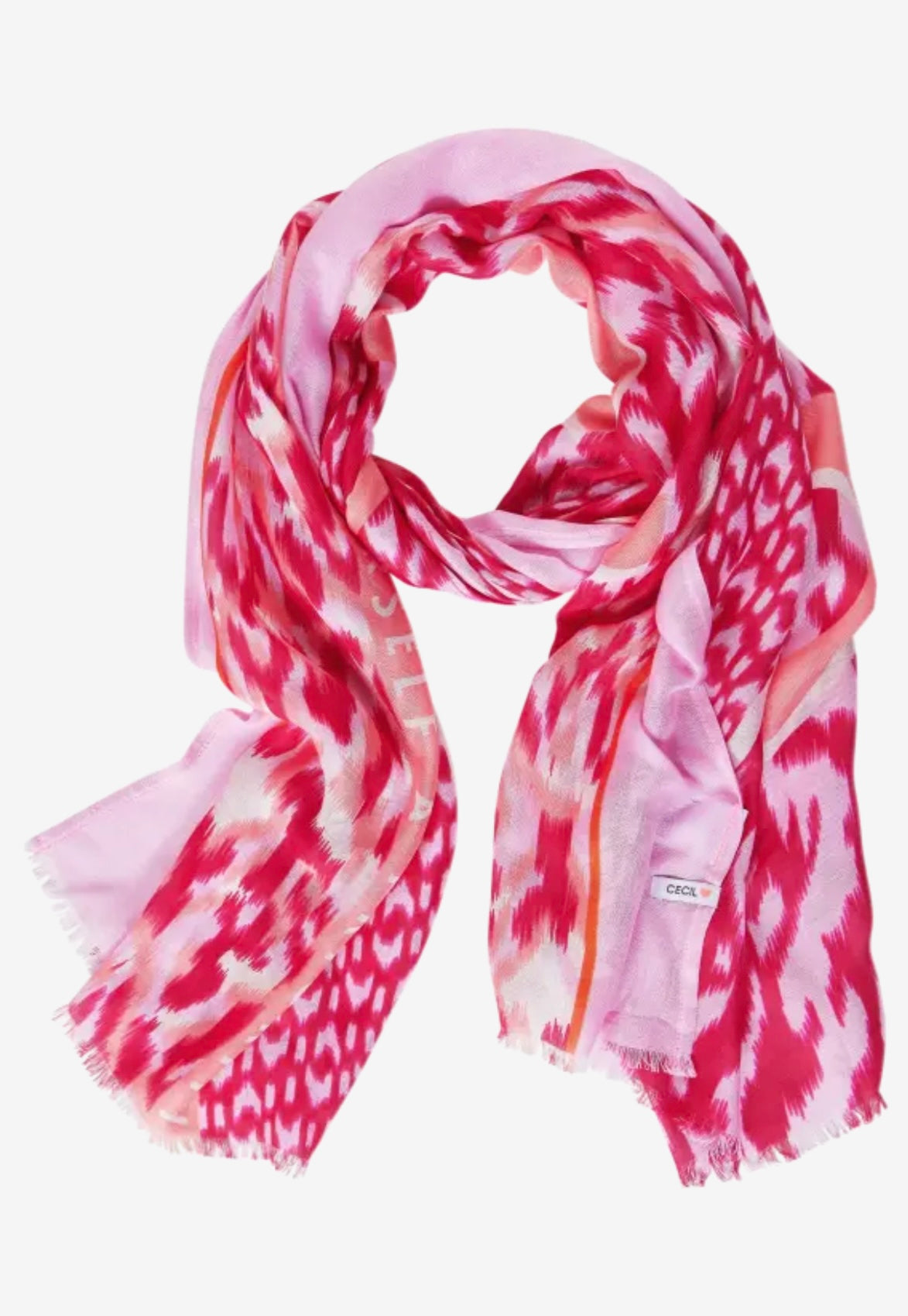 Cecil Printed Modal Scarf In Pink Sorbet