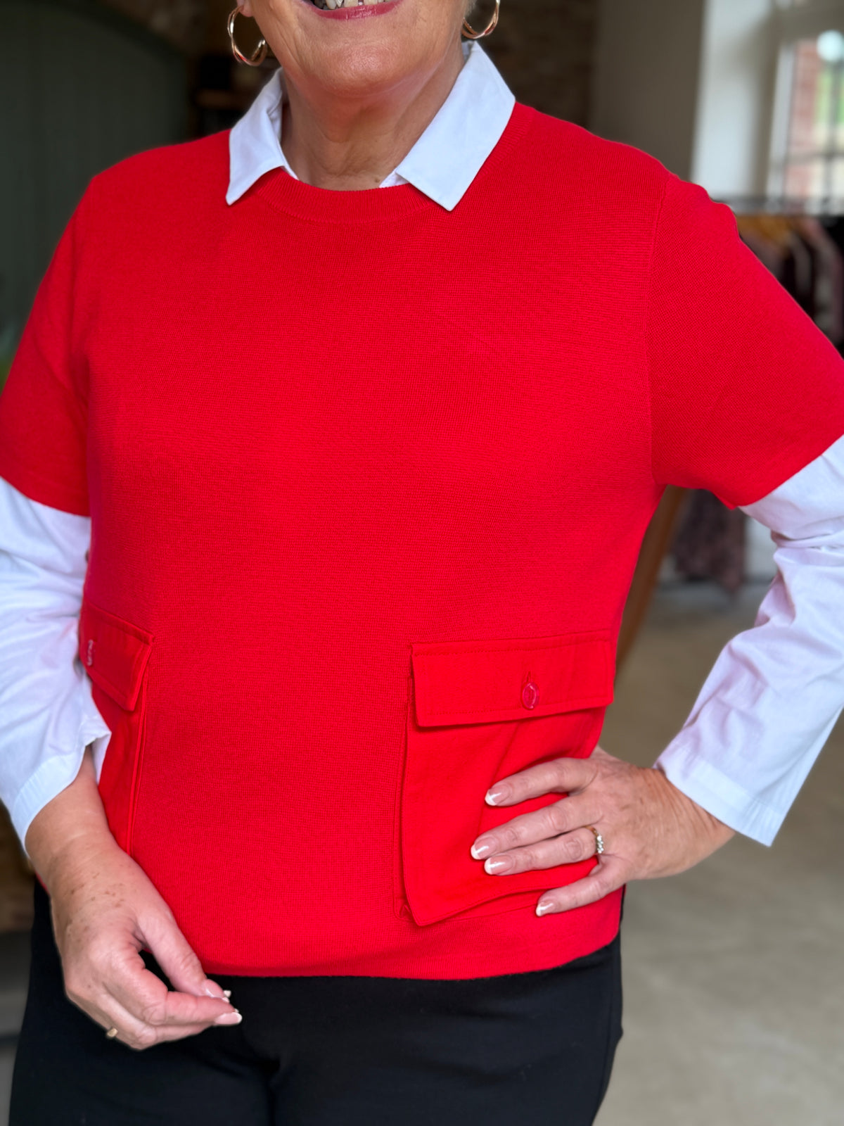 Two pocket knit in red