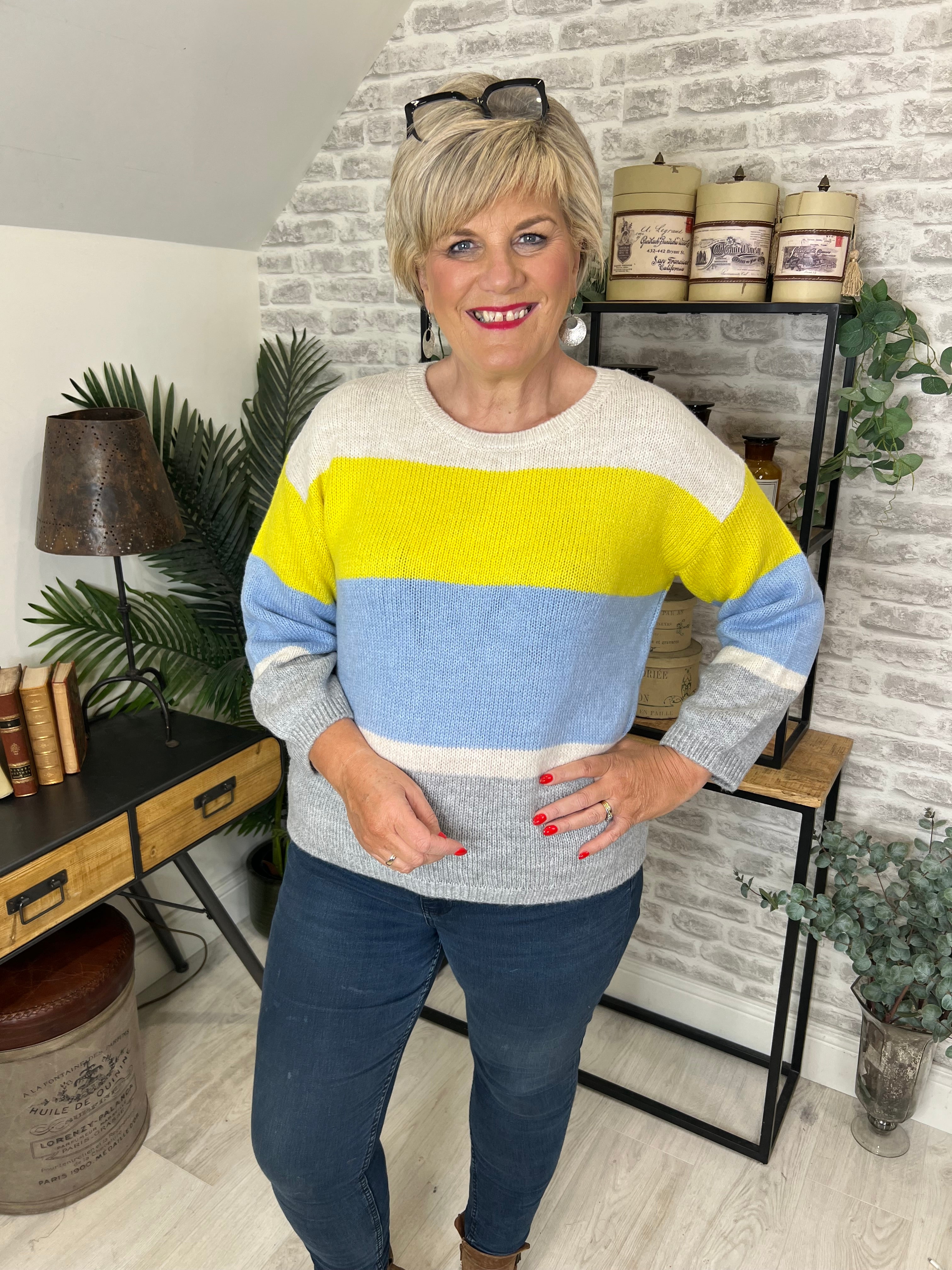 More & More Colourblock Jumper In Multi