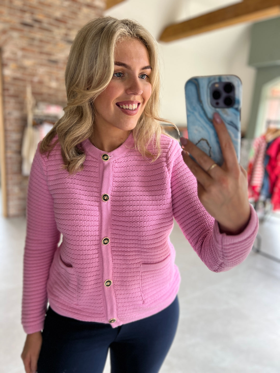 Milano Italy Cardigan In Soft Pink