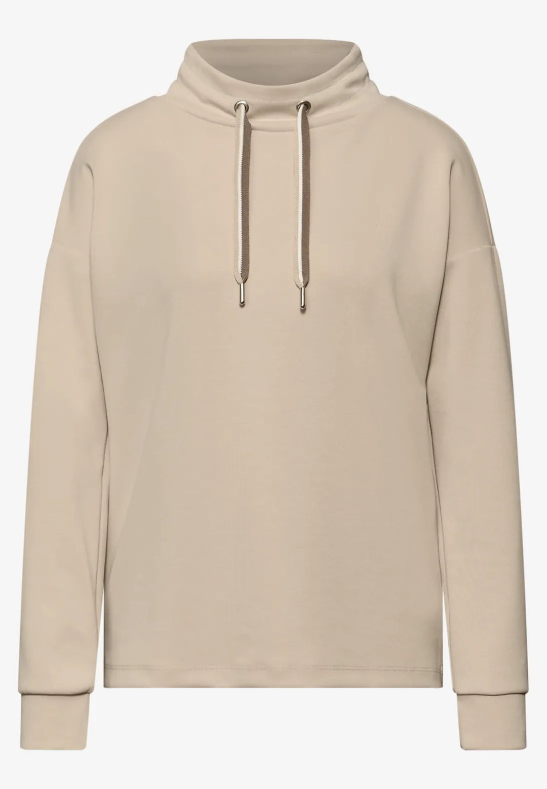 Street One silk look sweatshirt In Cotton Beige
