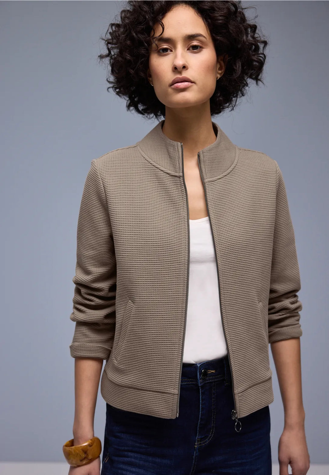 Street One Zipper Jacket In Light Terra Mocha