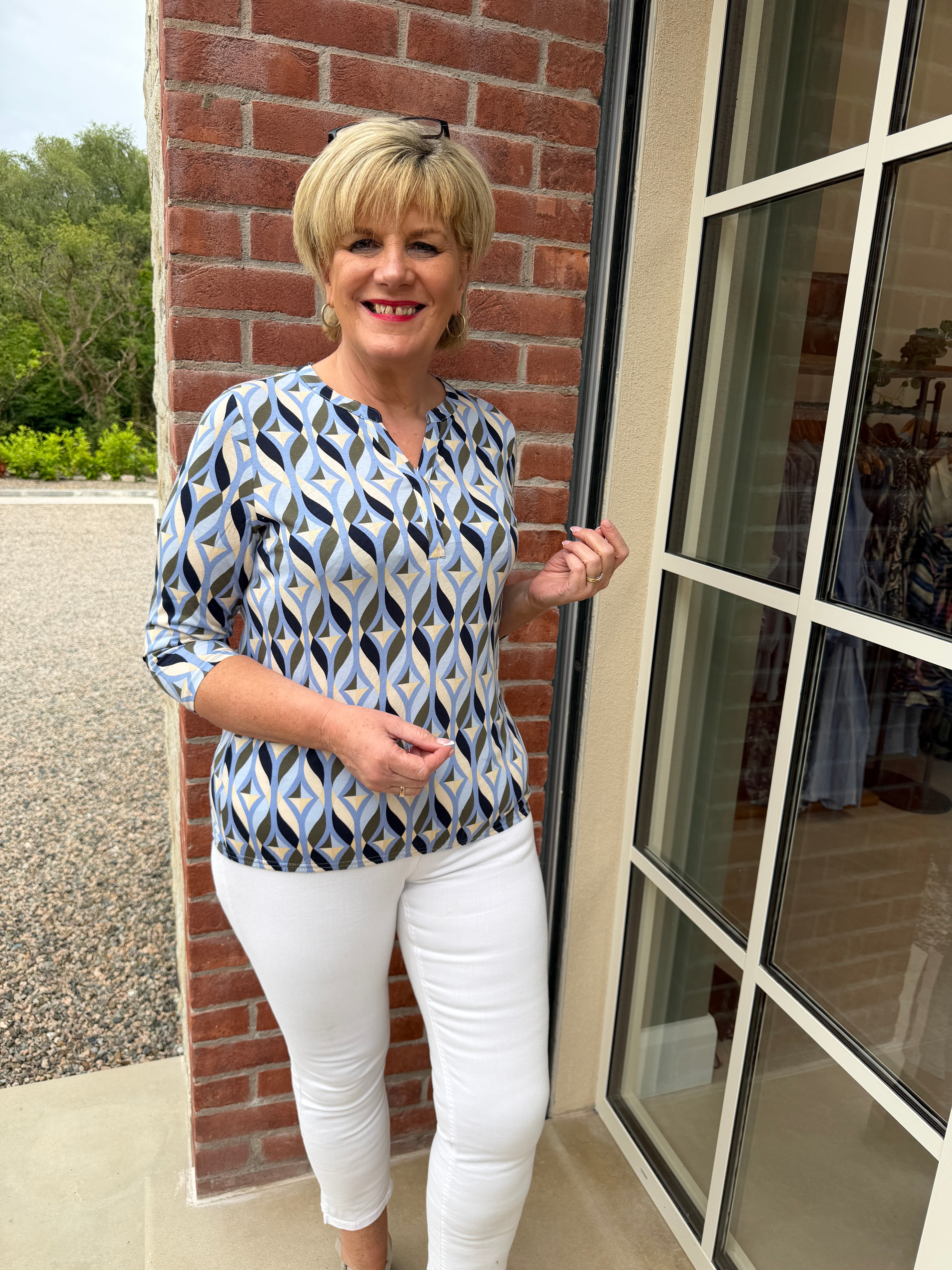 Soya Concept Patterned Felicity Top In Blue Multi