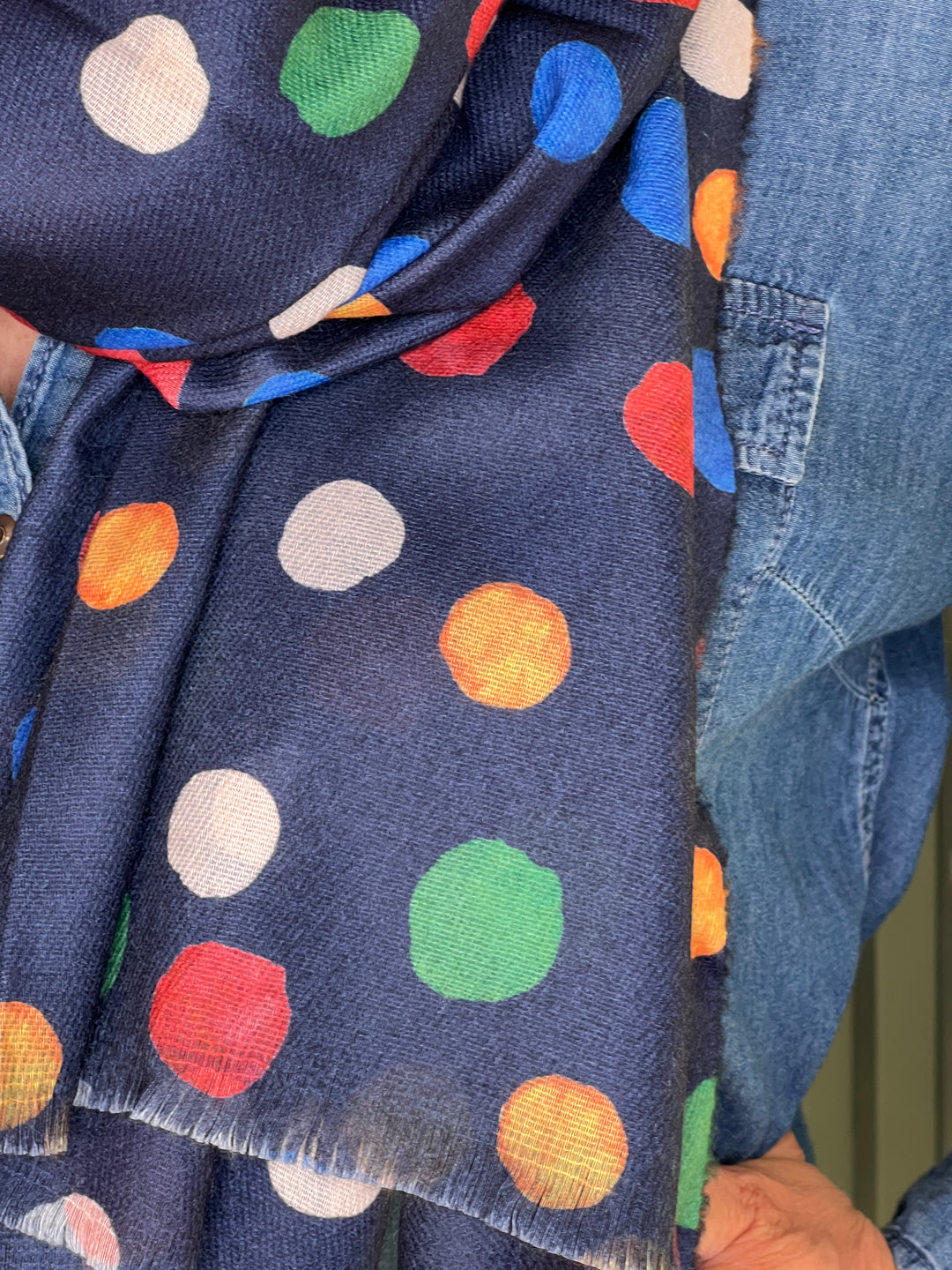 Sophie Dots Print Scarf In Navy Multi