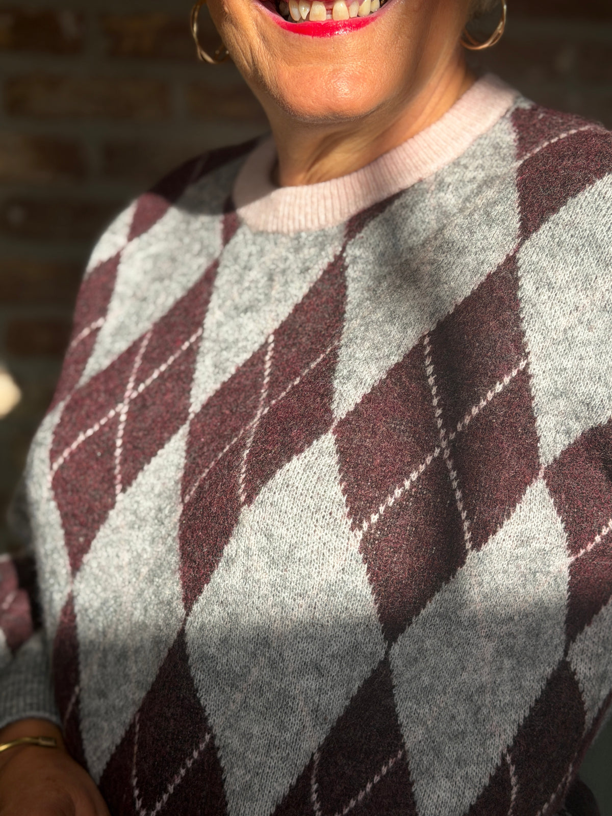 Nutikla diamond pullover in medium grey melange