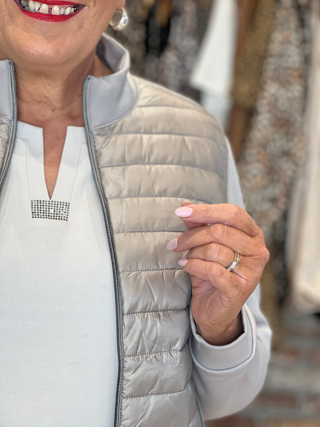 Monari Quilt Jacket In Greige