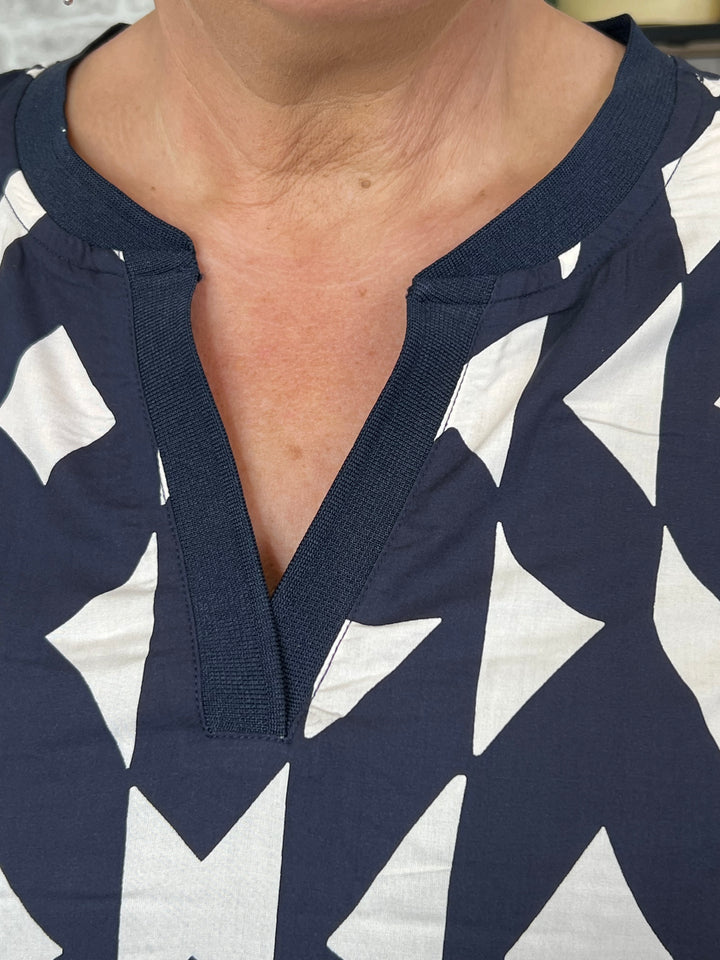 Street One Patterned Blouse In Navy Multi