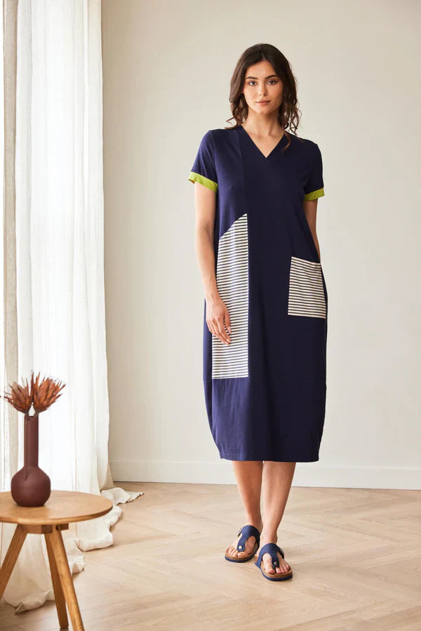 Peruzzi Stripe Dress In Navy
