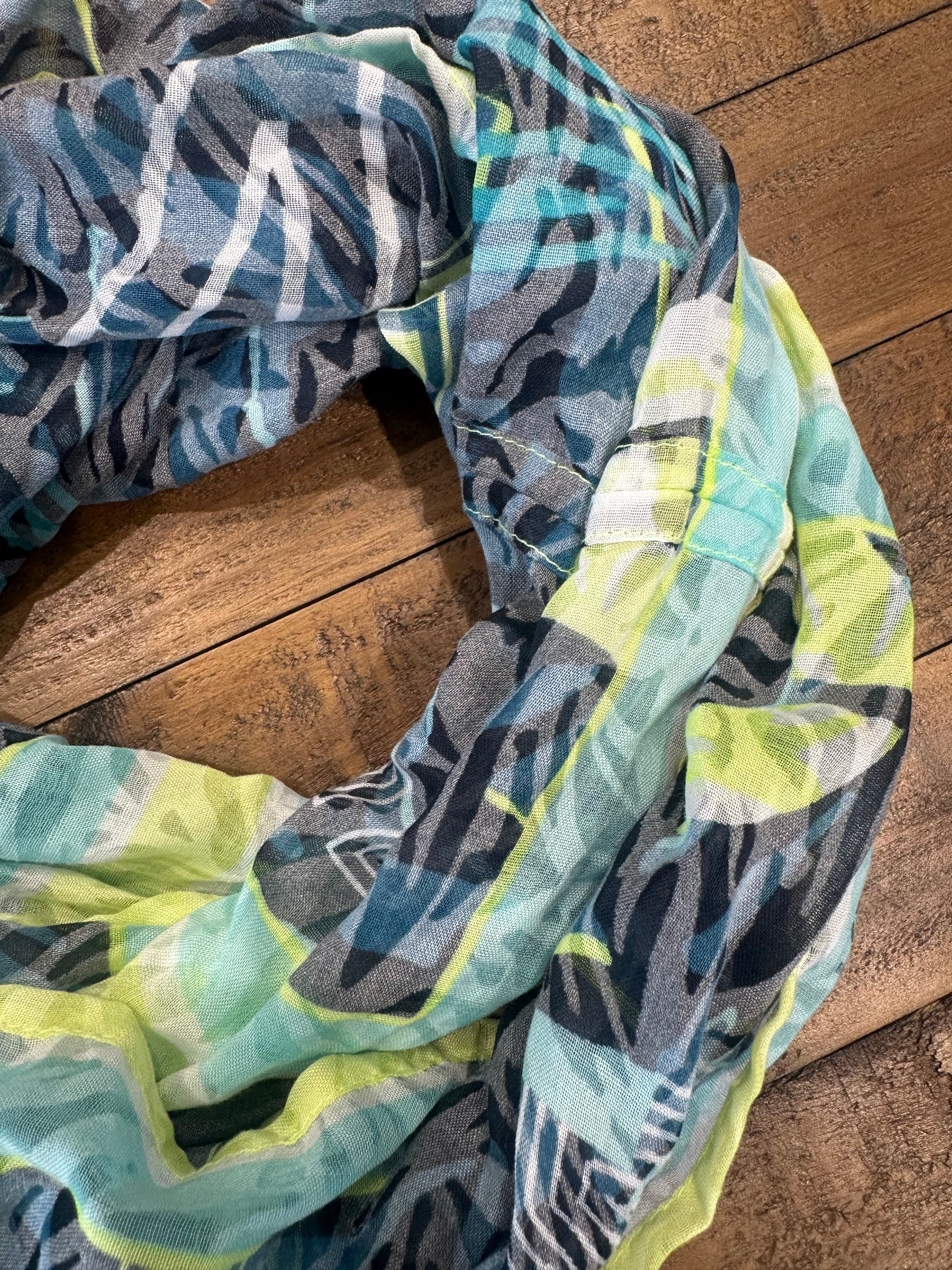 Cecil Print Loop Snood In Lime Green