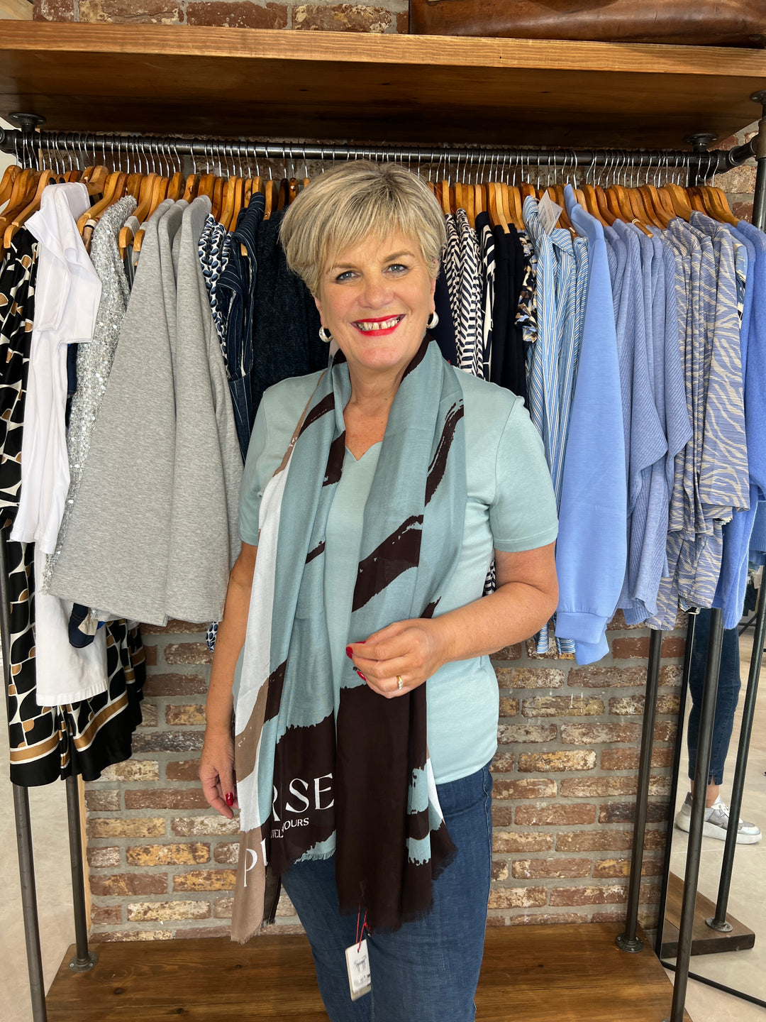 Street One Heart Neckline Top In Arona Blue