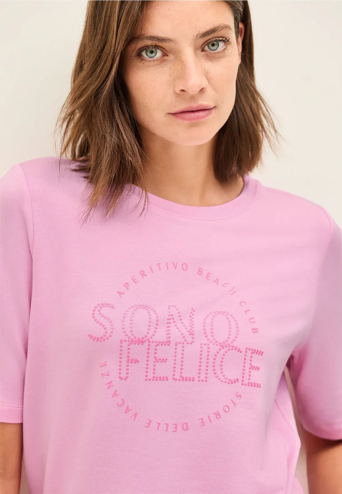 Cecil Wording Artwork Top In Cherry Blossom Pink