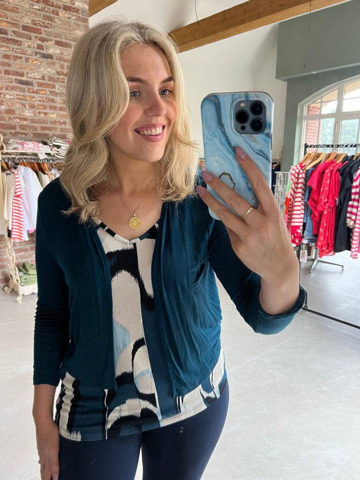 Street One Jersey Top With Knot In Tide Blue