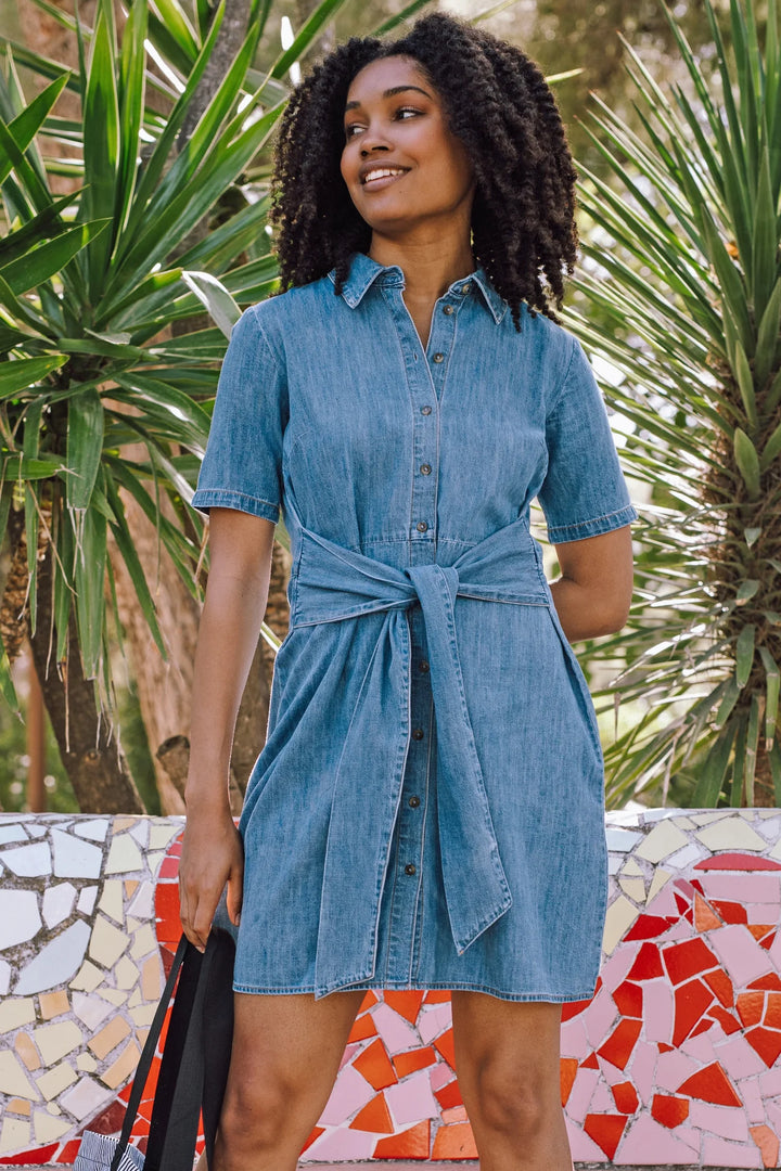 Sugarhill Brighton Talitha Mini Shirt Dress In Mid Denim