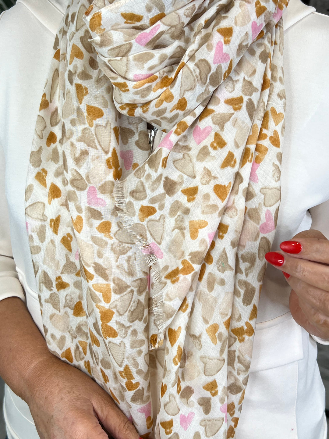Deck By Decollage Printed Scarf In Beige