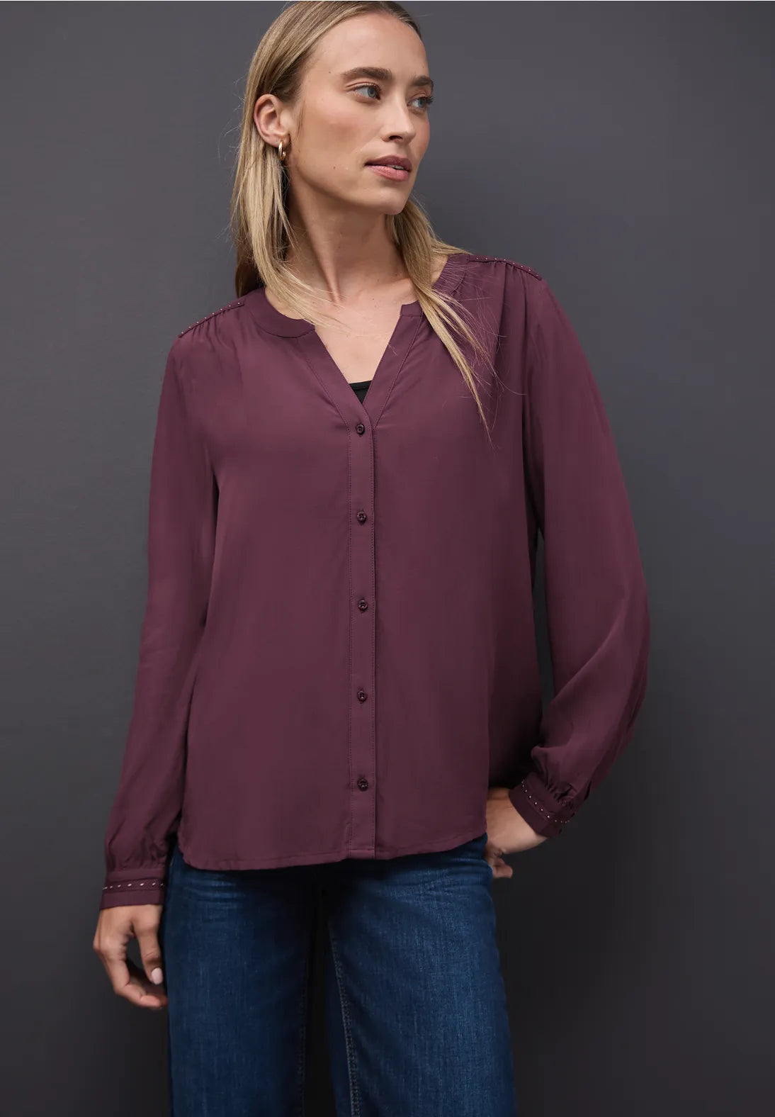 Street One Blouse With Sparkle In Jazz Berry