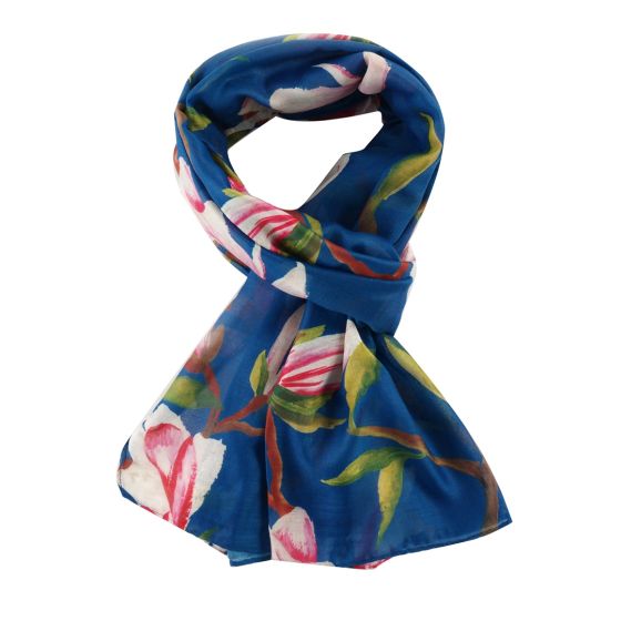 Amelia Magnolia Print Scarf In Denim