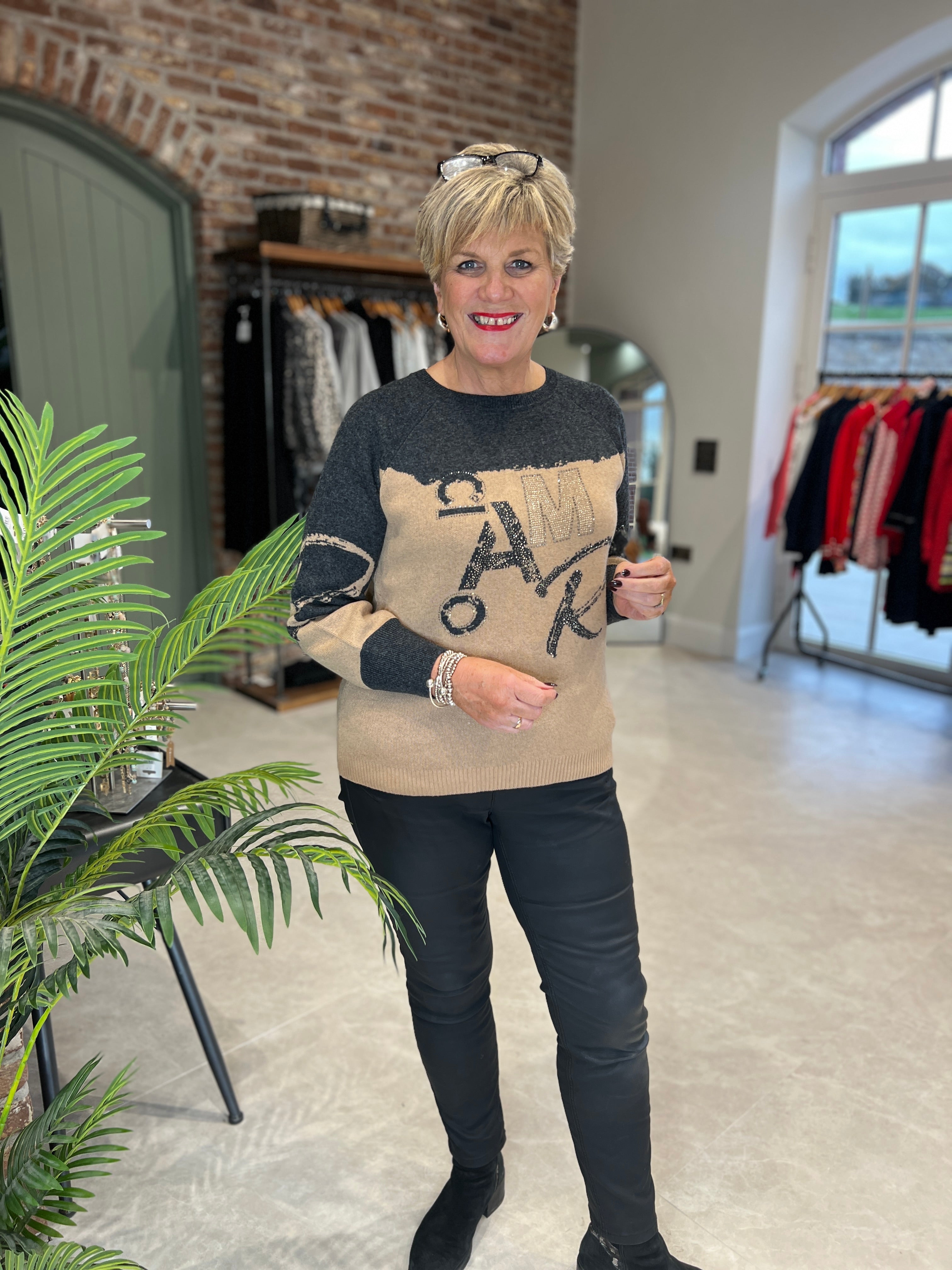 Monari Pullover In Cognac Pattern