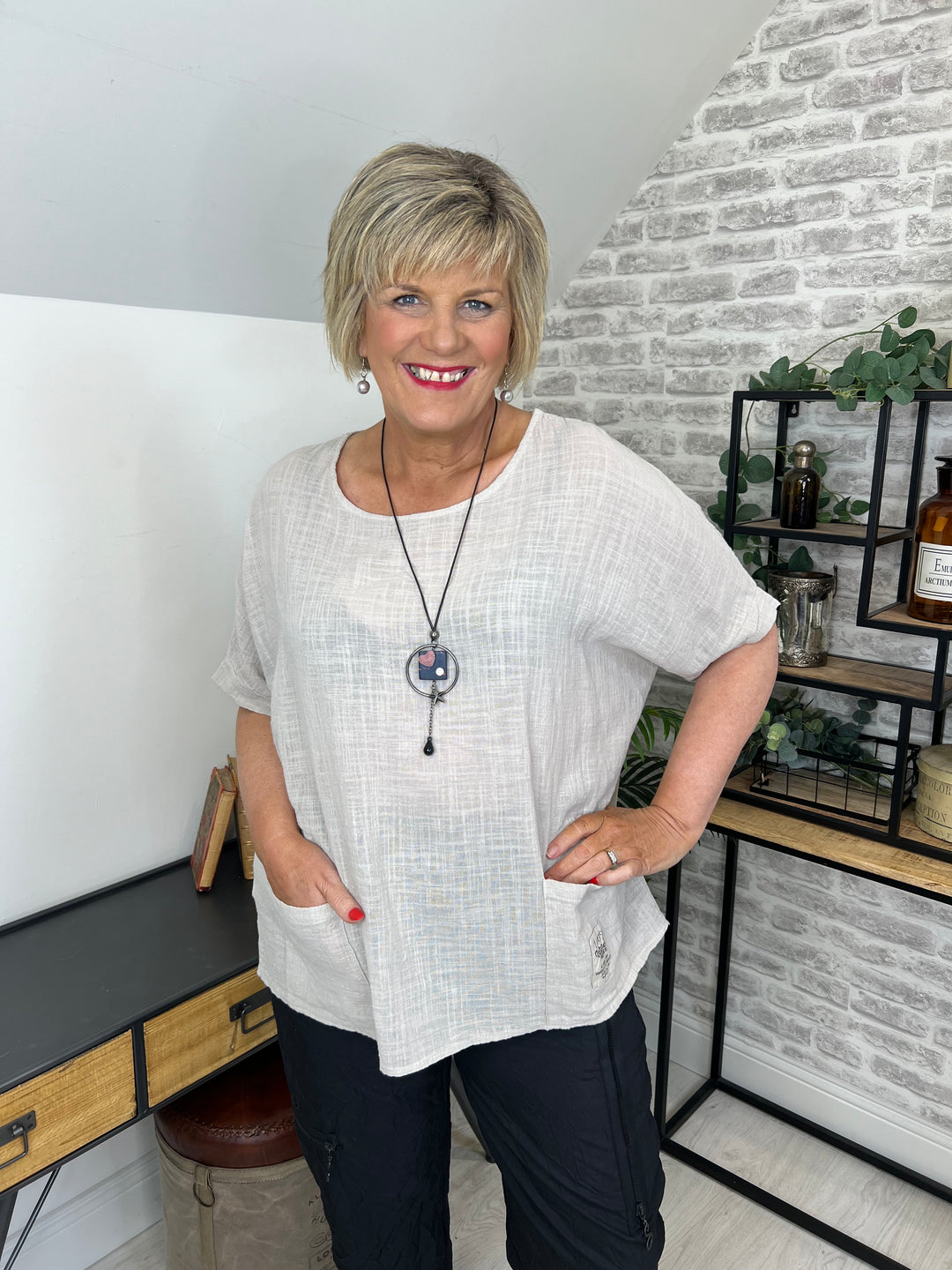 Taylor Linen Tunic In Stone
