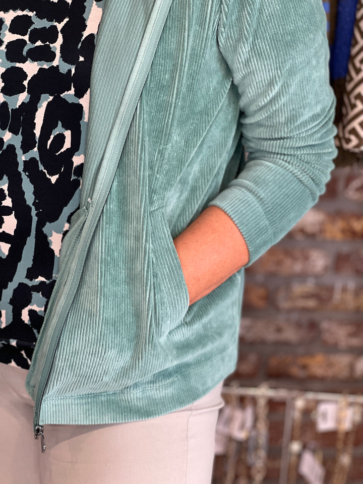 Cecil Cord Hooded Jacket In Jewel Green