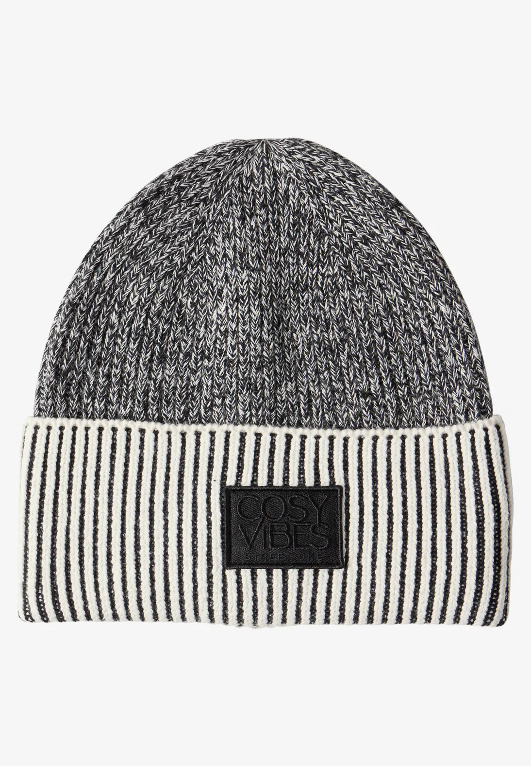 Street One Ribbed Beanie With Badge In Black