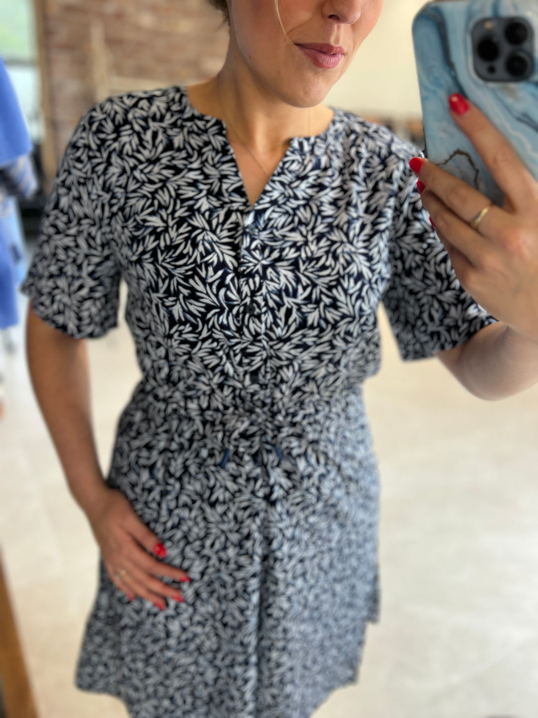 Cecil Patterned Dress In Urban Dark Blue