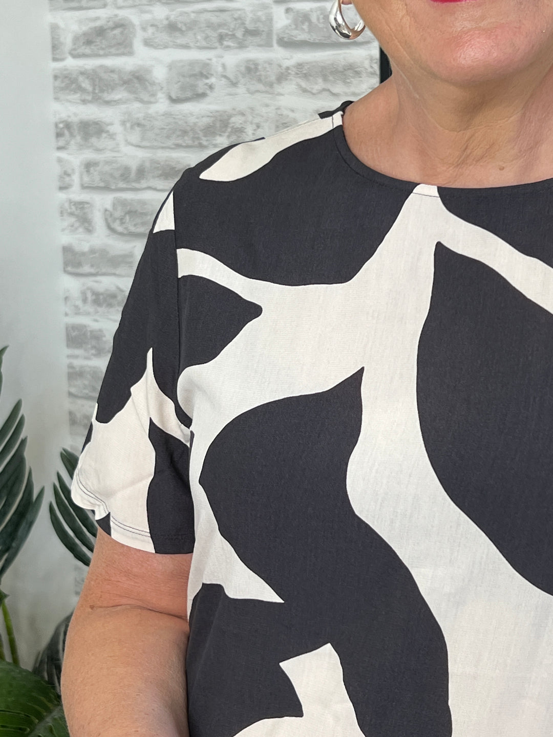 Street One Printed Top In Whole Grain Grey