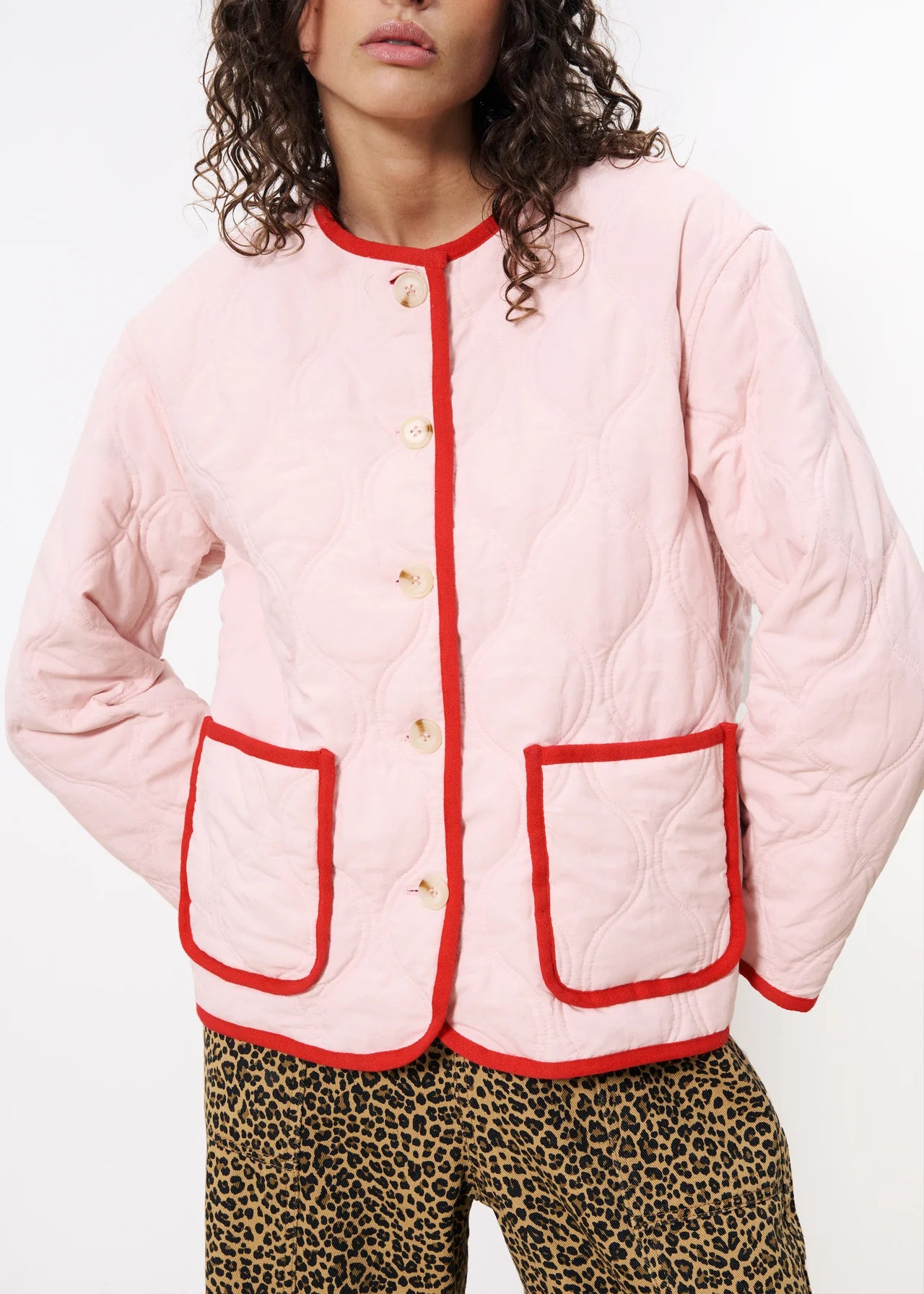 FRNCH Quilted Reversible Jacket In Pink Multi