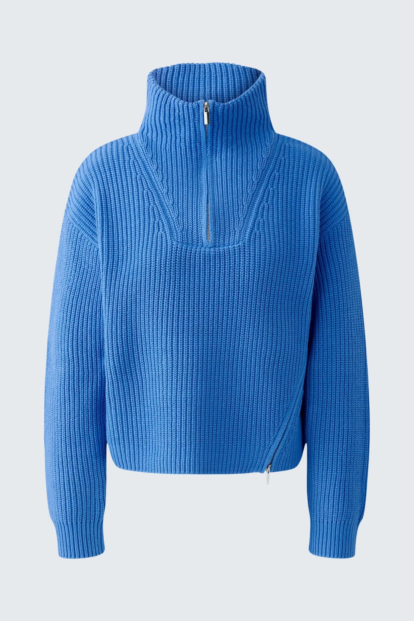 Oui 3/4 Zipped Pullover In Blue