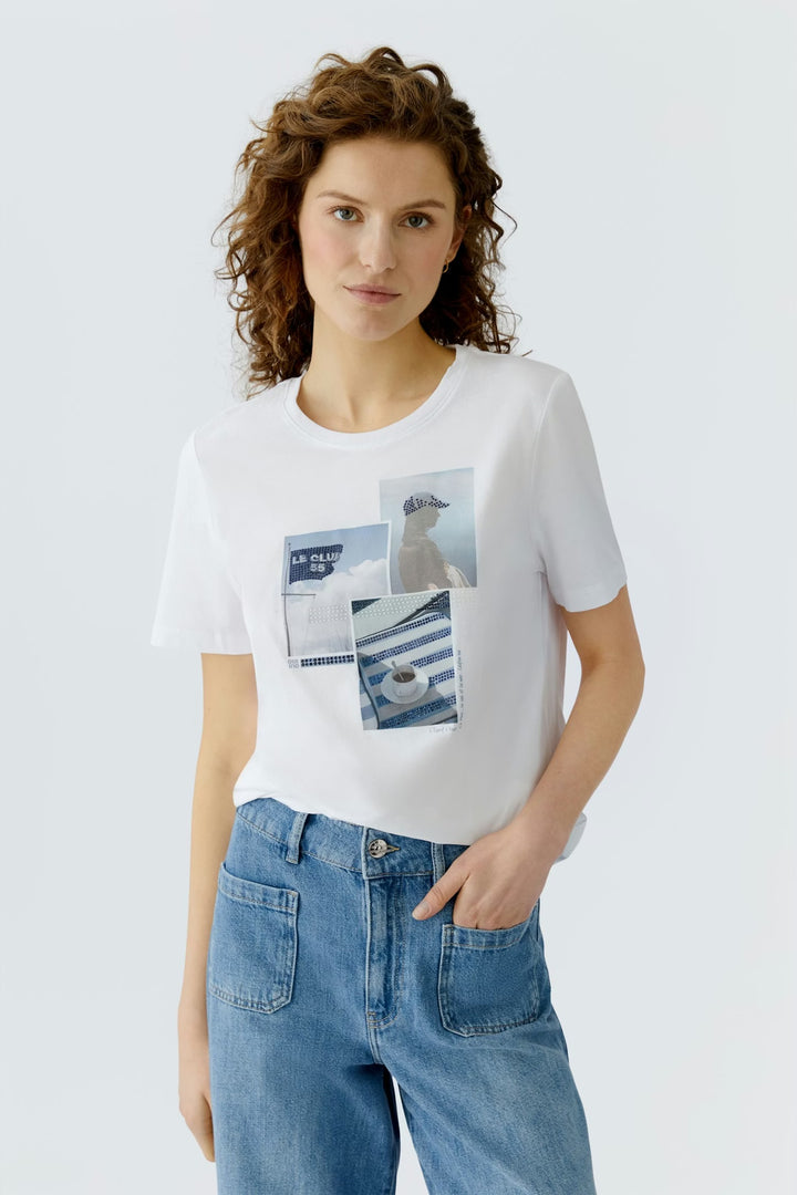 Oui Printed t-shirt In Optic White